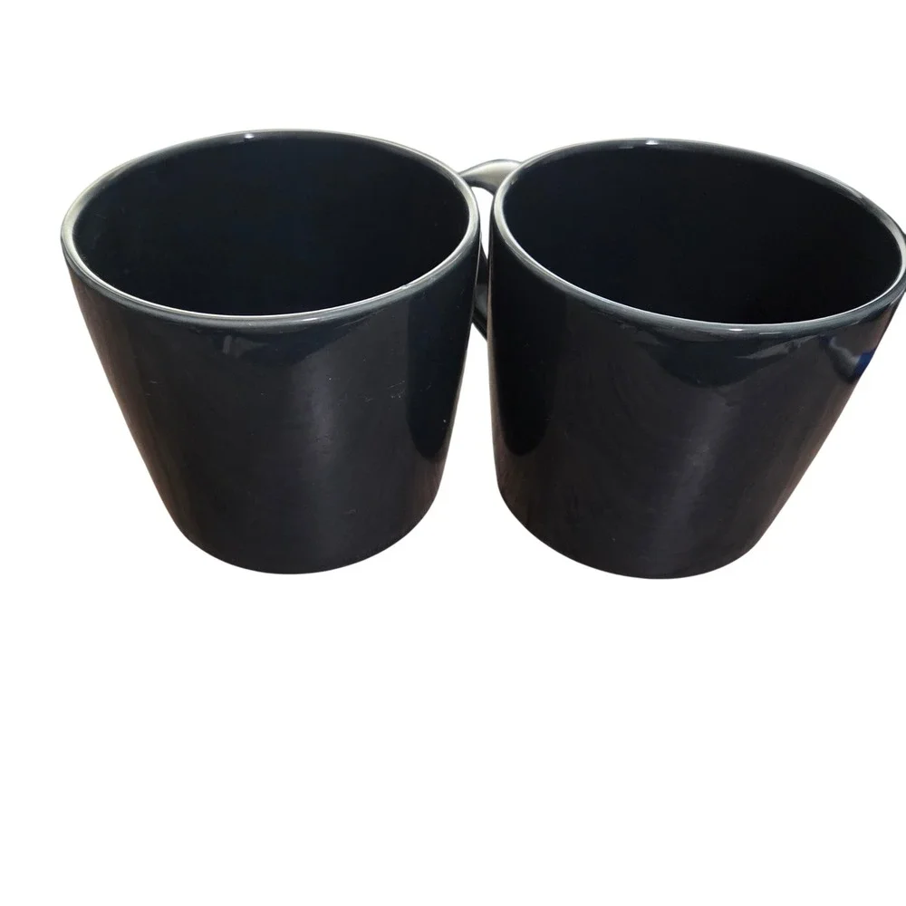 Crate & Barrel‎ set Denim Coffee Mugs  Ceramic Glossy Finish Modern Design